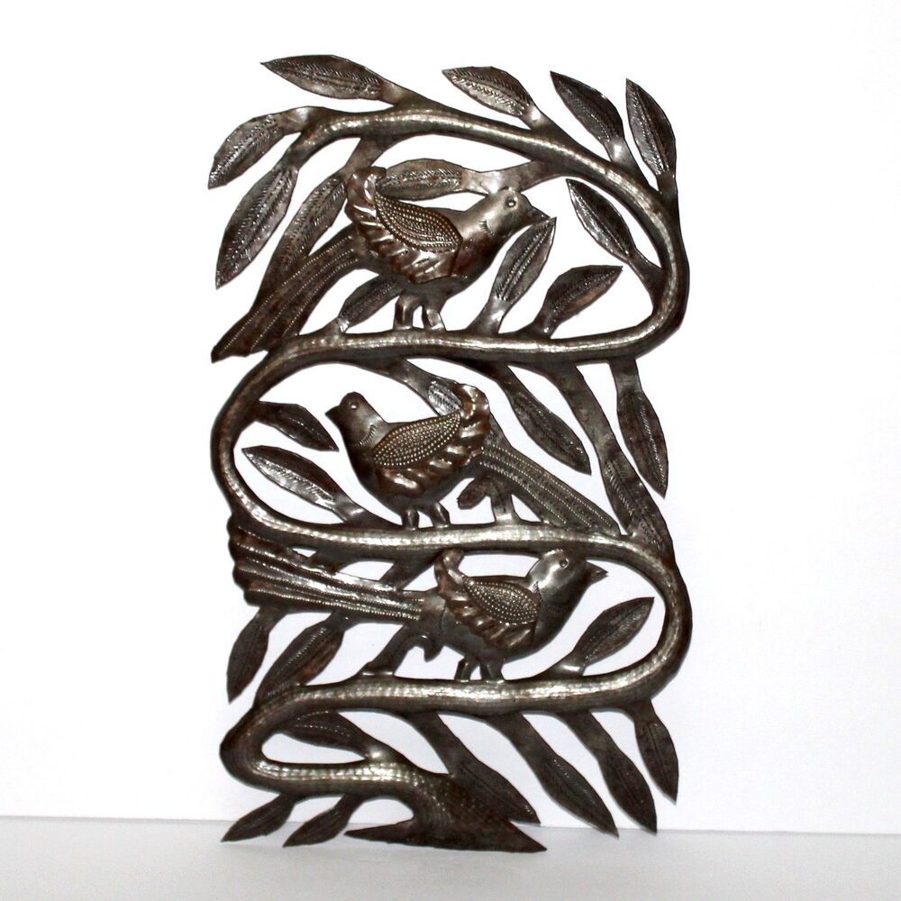 Brutal Michael Haiti Wall Art Tree of Life folk signed recycled steel oil drum